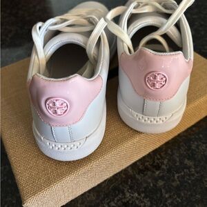 Tory Burch White and Pink Sneakers